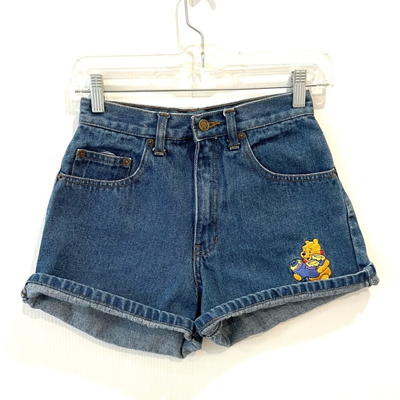 Winnie The Pooh Vintage High Rise Jean Shorts 23 Embroidered Disney Denim - Picture 6 of 7